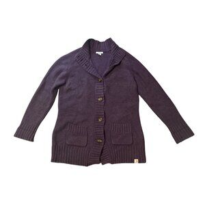 Carhartt Womens Purple Wool Blend Cardigan Sweater Button Up Elegant Warm Winter